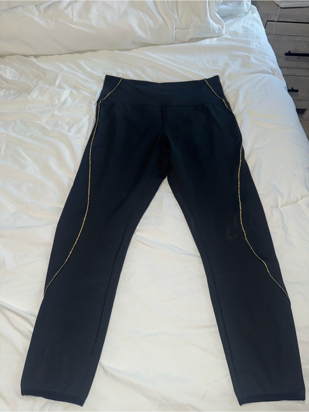Zyia active Black Leggings with Gold Stitching - Women
